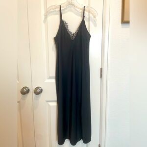 A New Day Black Slip Dress with Lace Trim